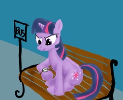 Size: 1829x1482 | Tagged: safe, artist:wafflecannon, twilight sparkle, pony, unicorn, g4, bus stop, unicorn twilight