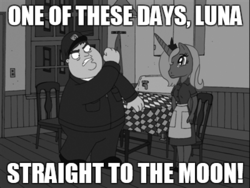 Size: 400x300 | Tagged: safe, princess luna, g4, family guy, grayscale, hat, male, monochrome, s1 luna, the honeymooners