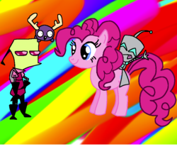 Size: 746x668 | Tagged: safe, artist:critterinvasion, pinkie pie, g4, crossover, gir, invader zim, mini moose, zim