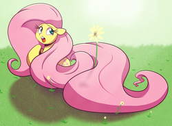 Size: 934x688 | Tagged: safe, artist:sb, fluttershy, pony, g4, female, hair, hair extensions, long mane, solo