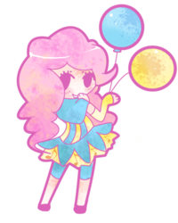 Size: 738x923 | Tagged: safe, artist:crownofspadez, pinkie pie, human, g4, balloon, blushing, female, humanized, simple background, solo, transparent background