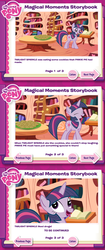 Size: 625x1493 | Tagged: safe, twilight sparkle, pony, unicorn, g4, cookie, drugs, food, golden oaks library, high, hilarity ensues, magical moments storybook, solo, unicorn twilight