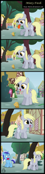 Size: 874x3373 | Tagged: safe, artist:toxic-mario, derpy hooves, minuette, pegasus, pony, worm, g4, baked bads, comic, female, food, mare, muffin