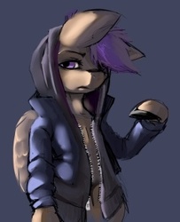 Size: 250x308 | Tagged: safe, artist:lanta, scootaloo, pony, g4, bipedal, clothes, female, hoodie, one eye closed, solo