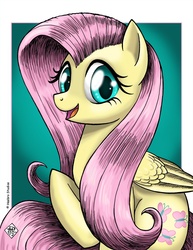 Size: 893x1155 | Tagged: safe, artist:razia, fluttershy, pegasus, pony, g4, detailed, female, looking at you, mare, solo