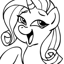 Size: 945x945 | Tagged: safe, artist:megasweet, rarity, pony, g4, female, monochrome, oh you, solo