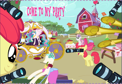 Size: 718x493 | Tagged: safe, apple bloom, princess celestia, scootaloo, sweetie belle, g4, camera, cctv, conspiracy, game, hubworld, mannequin, police state, stock vector