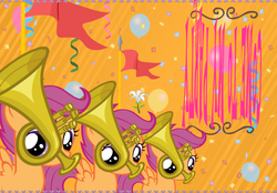 Size: 714x496 | Tagged: safe, scootaloo, g4, game, hubworld, propaganda, stock vector, wat