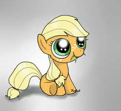 Size: 935x855 | Tagged: safe, artist:izelyca, applejack, earth pony, pony, g4, female, filly, sitting, solo