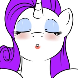 Size: 1000x1000 | Tagged: safe, rarity, pony, g4, blushing, eyes closed, kissing, pov, solo