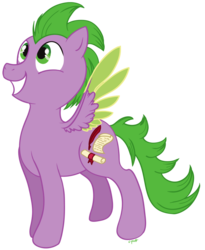 Size: 675x825 | Tagged: safe, artist:c-puff, spike, pegasus, pony, g4, grin, male, ponified, ponified spike, simple background, smiling, solo, species swap, transparent background