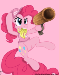Size: 1180x1489 | Tagged: dead source, safe, artist:crabmeatstick, pinkie pie, g4, awesome, banana, cosplay, diddy kong, donkey kong, donkey kong country, hat, nintendo, peanut popgun