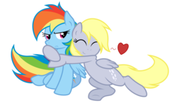 Size: 9443x5642 | Tagged: safe, artist:abydos91, derpy hooves, rainbow dash, pegasus, pony, g4, absurd resolution, female, heart, hug, lesbian, mare, ship:derpydash, shipping