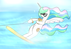 Size: 1300x900 | Tagged: safe, artist:lamia, princess celestia, alicorn, pony, g4, sunglasses, swag