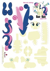 Size: 2457x3493 | Tagged: safe, artist:kna, bon bon, sweetie drops, high res, papercraft, template