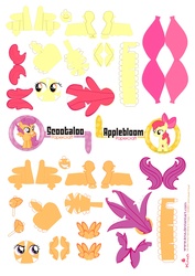 Size: 2480x3507 | Tagged: safe, artist:kna, apple bloom, scootaloo, high res, papercraft, template
