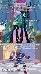 Size: 536x960 | Tagged: safe, queen chrysalis, shining armor, changeling, changeling queen, g4, avengers, captain america, crossover, female, marvel, text