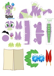 Size: 2465x3509 | Tagged: safe, artist:kna, spike, high res, papercraft, template