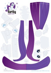 Size: 2471x3516 | Tagged: safe, artist:kna, rarity, pony, high res, papercraft, solo, template