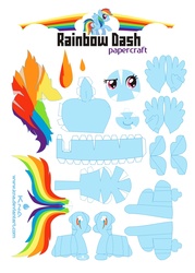 Size: 1672x2340 | Tagged: safe, artist:kna, rainbow dash, g4, papercraft, template