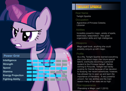 Size: 1100x800 | Tagged: safe, artist:pika-robo, twilight sparkle, g4, bio, profile, ultimate marvel vs capcom 3