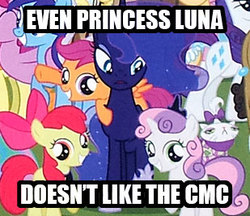 Size: 309x267 | Tagged: safe, apple bloom, princess luna, scootaloo, sweetie belle, g4, cutie mark crusaders, image macro