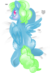 Size: 989x1411 | Tagged: artist needed, source needed, safe, oc, oc only, pegasus, pony, bed, on bed, pomf, what are we gonna do on the bed?