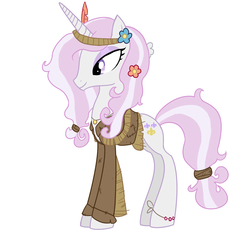 Size: 3160x2980 | Tagged: safe, artist:uber-tastee, fleur-de-lis, pony, g4, clothes, female, high res, hippie, simple background, solo, vector, white background