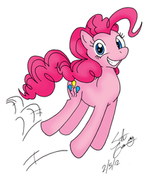 Size: 657x800 | Tagged: safe, artist:theflamingalberto, pinkie pie, earth pony, pony, g4, cute, diapinkes, female, looking at you, mare, pronking, simple background, smiling, solo, white background