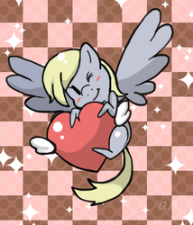 Size: 322x377 | Tagged: safe, artist:fiatan, derpy hooves, pegasus, pony, g4, female, heart, mare, solo