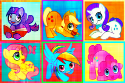 Size: 1200x801 | Tagged: safe, artist:kitchiki, applejack, fluttershy, pinkie pie, rainbow dash, rarity, twilight sparkle, g4, mane six