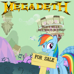 Size: 723x723 | Tagged: safe, rainbow dash, g4, album cover, heavy metal, megadeth, metal, parody, peace sells but who's buying?, ponified, ponified album cover, thrash metal