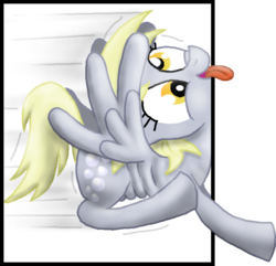 Size: 735x710 | Tagged: safe, artist:cgeta, derpy hooves, pegasus, pony, g4, female, fourth wall, mare, solo