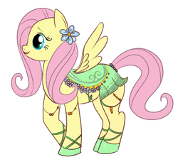 Size: 450x410 | Tagged: safe, artist:lulubell, fluttershy, pony, g4, clothes, dress, female, simple background, solo, white background