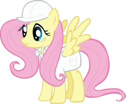 Size: 1473x1211 | Tagged: safe, artist:shonowth, fluttershy, pony, g4, sonic rainboom (episode), clothes, female, hard hat, simple background, solo, transparent background, vector, weather factory, weather factory uniform