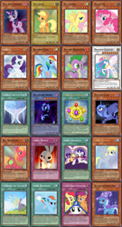 Size: 1339x2474 | Tagged: safe, angel bunny, apple bloom, applejack, big macintosh, derpy hooves, fluttershy, nightmare moon, pinkie pie, princess celestia, princess luna, rainbow dash, rarity, scootaloo, spike, sweetie belle, trixie, twilight sparkle, earth pony, pony, g4, cutie mark crusaders, elements of harmony, equestria, male, mane six, mare in the moon, sonic rainboom, stallion, yu-gi-oh!