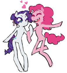 Size: 495x541 | Tagged: safe, artist:crunk, pinkie pie, rarity, earth pony, unicorn, semi-anthro, g4, duo, female, lesbian, ship:raripie, shipping