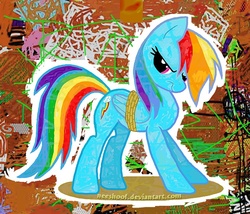Size: 700x600 | Tagged: safe, artist:neeshoof, rainbow dash, pegasus, pony, g4, bound wings, female, mare, rope, solo, wings