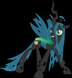 Size: 861x928 | Tagged: safe, queen chrysalis, changeling, changeling queen, g4, black background, decepticon, female, simple background, solo, transformers