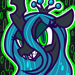 Size: 400x400 | Tagged: safe, artist:crayon-chewer, queen chrysalis, changeling, changeling queen, g4, crown, female, jewelry, lowres, regalia