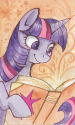 Size: 1794x2971 | Tagged: safe, artist:sharkie19, twilight sparkle, pony, g4, book, reading, solo, stars, traditional art