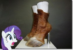 Size: 550x374 | Tagged: safe, rarity, pony, g4, bust, female, mare, real horseshoe, solo, taxidermy