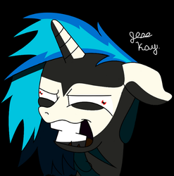 Size: 600x608 | Tagged: safe, artist:clitical-hit, dj pon-3, vinyl scratch, pony, g4, insanity, recolor, solo