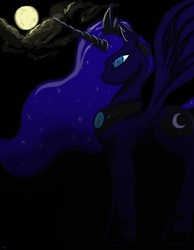 Size: 700x900 | Tagged: safe, artist:kulturschock, princess luna, pony, g4, female, moon, night, solo