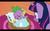 Size: 960x600 | Tagged: safe, screencap, spike, twilight sparkle, parasprite, g4, swarm of the century, lauren faust, sleeping, youtube caption