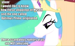 Size: 960x600 | Tagged: safe, princess celestia, g4, celestia is not amused, optimus prime, transformers, unamused