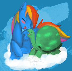 Size: 1441x1425 | Tagged: safe, artist:coronafox, rainbow dash, tank, g4