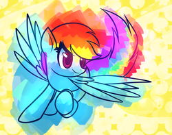 Size: 2540x2000 | Tagged: safe, artist:mister-markers, rainbow dash, pegasus, pony, g4, flying, high res, solo