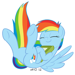 Size: 700x700 | Tagged: safe, artist:empty-10, rainbow dash, pony, g4, book, eyes closed, falling, female, solo