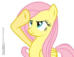 Size: 1000x771 | Tagged: safe, artist:fongsaunder, edit, fluttershy, pegasus, pony, g4, female, mare, rainbow dash salutes, recolor, salute, simple background, solo, transparent background